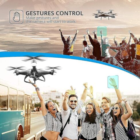 طائرة بدون طيار Holy Stone HS110D FPV RC مع كاميرا 1080P HD فيديو مباشر 120 درجة زاوية واسعة واي فاي كوادكوبتر مع التحكم في الإيماءات، تثبيت الارتفاع، وضع مقطوعة الرأس، 3D Flip RTF 2 بطاريات ومجموعات الملحقات in Kuwait