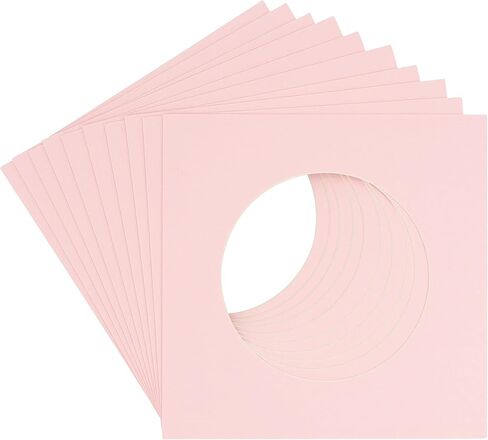 5x5 Mat for 7x7 Frame - Precut Cardinal Red Circle Shaped Photo Mat Board Opening - Acid Free Matte and Bevel Cut for Family Photos, Pack of 1 Matboard Show Kit with Acid Free Backing & Clear Bag in Saudi Arabia