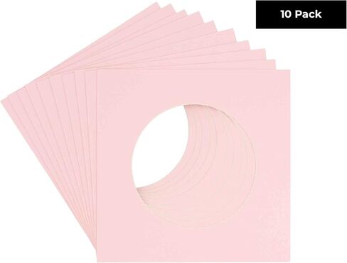 5x5 Mat for 7x7 Frame - Precut Cardinal Red Circle Shaped Photo Mat Board Opening - Acid Free Matte and Bevel Cut for Family Photos, Pack of 1 Matboard Show Kit with Acid Free Backing & Clear Bag in Saudi Arabia