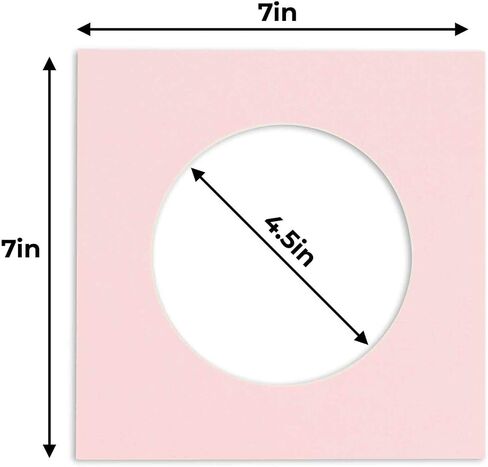 5x5 Mat for 7x7 Frame - Precut Cardinal Red Circle Shaped Photo Mat Board Opening - Acid Free Matte and Bevel Cut for Family Photos, Pack of 1 Matboard Show Kit with Acid Free Backing & Clear Bag in Saudi Arabia