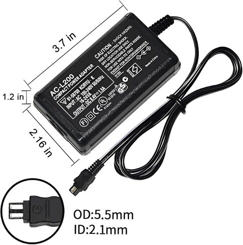 Camulti AC-L200 Power Supply Charger Adapter for Sony Handycam Camera Camcorder,8.4V 1.5A, DCR-SX60,SX65,SX83,SX85,SR45,SR46,SR47,SR68,HC90,PC1000,DVD805E,DCR-HR,DCR-HC,DCR-PC,DCR-DVD,DCR-IP Series in Kuwait