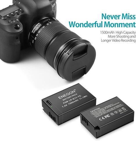 ENEGON ACK-E18 DR-E18 DC مقرنة LP-E17 الدمية مجموعة محول الطاقة AC لكاميرات Canon EOS Rebel SL2 SL3 T6i T6S T7i T8i 200D 200D II 250D 750D 760D 800D 77D 8000D Kiss X8i X9i X10. in Kuwait