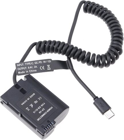FocusFoto USB-C Type-C to Full Decoded EN-EL15 Dummy Battery Power Adapter Spring Cable for Nikon D500 D600 D610 D750 D780 D800 D810 D850 Z5 Z6 Z7 Z6II Z7II V1 D7000 D7100 D7200 D7500 Camera in Saudi Arabia