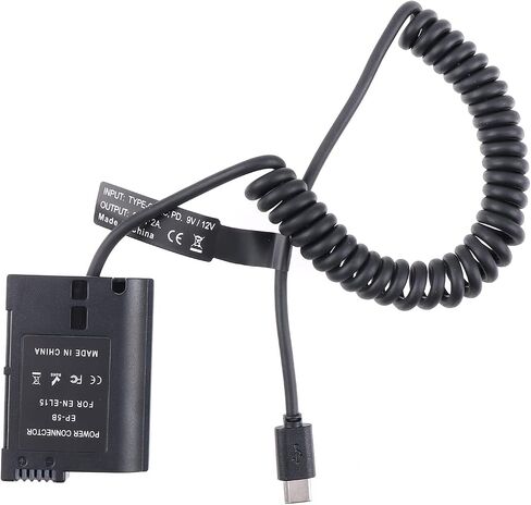 FocusFoto USB-C Type-C to Full Decoded EN-EL15 Dummy Battery Power Adapter Spring Cable for Nikon D500 D600 D610 D750 D780 D800 D810 D850 Z5 Z6 Z7 Z6II Z7II V1 D7000 D7100 D7200 D7500 Camera in Saudi Arabia