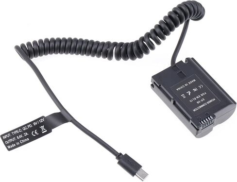 FocusFoto USB-C Type-C to Full Decoded EN-EL15 Dummy Battery Power Adapter Spring Cable for Nikon D500 D600 D610 D750 D780 D800 D810 D850 Z5 Z6 Z7 Z6II Z7II V1 D7000 D7100 D7200 D7500 Camera in Saudi Arabia