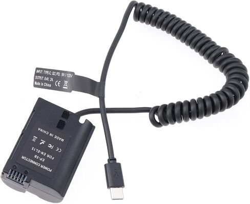 FocusFoto USB-C Type-C to Full Decoded EN-EL15 Dummy Battery Power Adapter Spring Cable for Nikon D500 D600 D610 D750 D780 D800 D810 D850 Z5 Z6 Z7 Z6II Z7II V1 D7000 D7100 D7200 D7500 Camera in Saudi Arabia