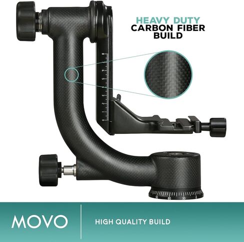 Movo GH800 Carbon Fiber Professional Gimbal Tripod Head with Arca-Swiss Quick-Release Plate - for Outdoor Bird/Wildlife Photography in Kuwait