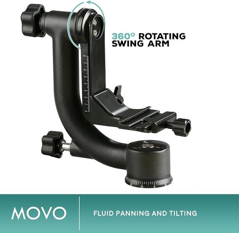 Movo GH800 Carbon Fiber Professional Gimbal Tripod Head with Arca-Swiss Quick-Release Plate - for Outdoor Bird/Wildlife Photography in Kuwait