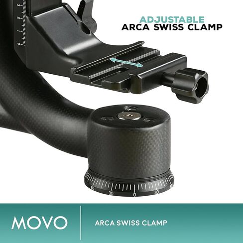 Movo GH800 Carbon Fiber Professional Gimbal Tripod Head with Arca-Swiss Quick-Release Plate - for Outdoor Bird/Wildlife Photography in Kuwait