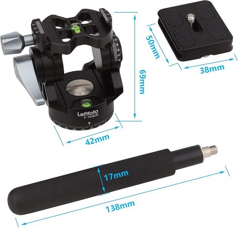 LEFTFOTO Video Tripod Fluid Head with Arca Plate,Lightweight Panorama Base Head for DJI RS2/3 Gimbals Compact Video Cameras and DSLR in Saudi Arabia