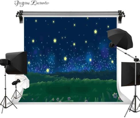 7x5ft Cartoon Backdrops Fantastic Starry Sky Night Landscape Camping Themd Party Background Photo Booth Backdrop Studio Props GYGE251 in Kuwait