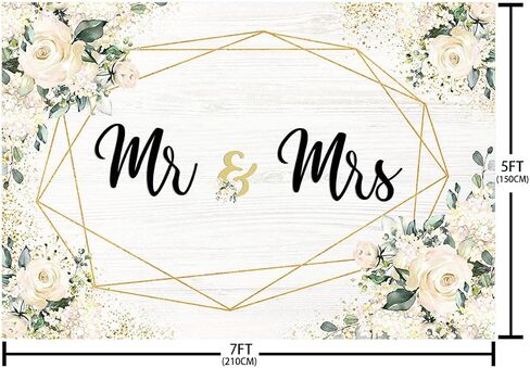 8x6ft Miss to Mrs Backdrop for Bridal Shower White Floral Bride Groom Engaged Ceremony Photography Background Wedding Anniversary Party Decorations Banner Photo Studio Props in Kuwait
