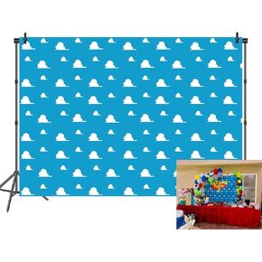 BINQOO 5x3ft Cartoon Blue Sky White Clouds Cute Clouds Sky Kids Birthday Party Boy Baby Shower Photography Background Photo Studio Props