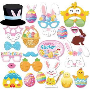 25 Pcs Easter Day Photo Booth Props Kit for Photoshoot, Easter Bunny Rabbit Eggs Glasses Pattern DIY Easter Spring Photography Decorations for Kids and Adults in Saudi Arabia