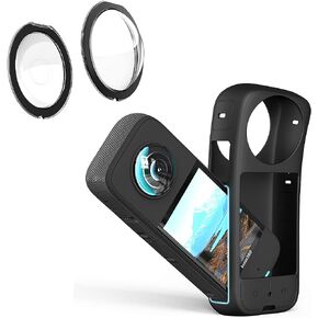 Silicone Protective Case + Lens Guards for Insta360 X3 Anti-Scratch Body Silicone Cover and Waterproof Lens Protector