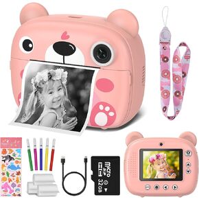 Kids Instant Camera for 3-12 Years Old Kids Toddlers Childrens Boys Girls Birthday Gifts 2.4 Inch Screen 12MP / 1080P HD Video Camera Baby Instant Print Digital Camera
