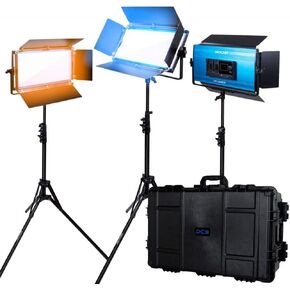 Dracast X Series LED1000 Kit with Injection Molded Travel Case - 3 Pack Includes Panel Lights, Stands, Barndoors | Bluetooth App Control | Bicolor LED Video Light Kit 3200K - 5600K | Dimmable 0-100% in Saudi Arabia