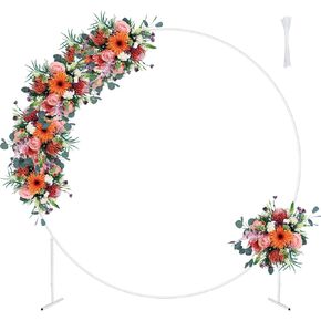 6.6FT Backdrop Stand, Wedding Metal Square Balloon Arch Kit Frame Garden Arbor Frame Flower Ring Stand for Wedding Birthday Party Ceremony Anniversary Photo Background Decoration, White