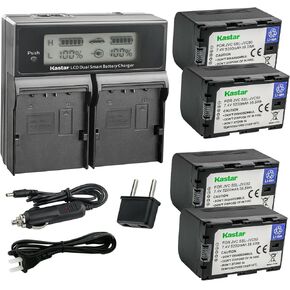 Kastar 3-Pack SSL-JVC50 Battery and CH04 LCD Dual Fast Charger Compatible with JVC GY-HM250 GY-HM250SP, GY-HM600, GY-HM600E, GY-HM600EC, GY-HM620U, GY-HM650, GY-HM650U, GY-HM650SC Camera in Kuwait