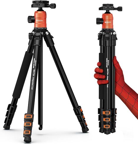 GEEKOTO Video Tripod Fluid Head، حامل ثلاثي للكاميرا احترافي لـ DSLR، Monopod ألومنيوم 77 بوصة - حامل ثلاثي للكاميرا لـ DSLR، حامل ثلاثي من الألومنيوم مدمج برأس كروي 360 درجة in Kuwait