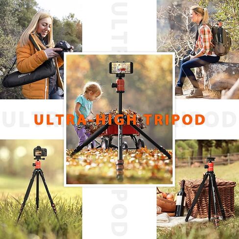 GEEKOTO Video Tripod Fluid Head، حامل ثلاثي للكاميرا احترافي لـ DSLR، Monopod ألومنيوم 77 بوصة - حامل ثلاثي للكاميرا لـ DSLR، حامل ثلاثي من الألومنيوم مدمج برأس كروي 360 درجة in Kuwait