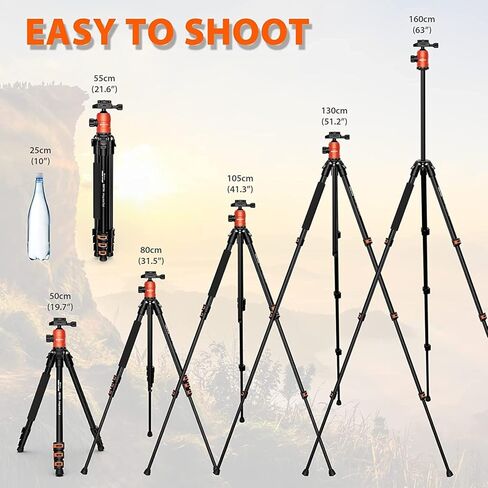 GEEKOTO Video Tripod Fluid Head، حامل ثلاثي للكاميرا احترافي لـ DSLR، Monopod ألومنيوم 77 بوصة - حامل ثلاثي للكاميرا لـ DSLR، حامل ثلاثي من الألومنيوم مدمج برأس كروي 360 درجة in Kuwait