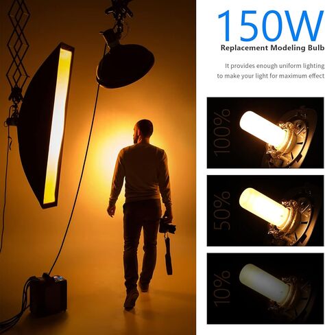 Neewer 150W لمبة مصباح النمذجة متوافقة مع Neewer S101 ستروب ضوء وغيرها من استوديو الصور Monolight ستروب أضواء فلاش، E26 2800K استبدال لمبة الضوء لإضاءة استوديو الفيديو الصورة in Kuwait