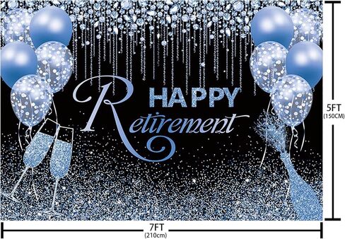 MEHOFOND Happy Retirement Backdrop Black and Blue Glitter Diamond Balloon Photography Background Blue Shinning Sparkle Congrats Retirement Party Decorations Banner Photo Studio Props 7x5ft in Saudi Arabia