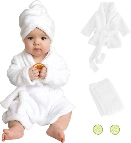 M&G House Newborn Photography Props Bathrobe Outfits Girl Baby Robe Bath Towel Costume Sets 0-6 Months(Pink) in Saudi Arabia