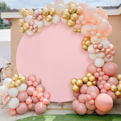 White Round Backdrop Cover 6x6ft Polyester Circle White Birthday Party Backdrop Photoshoot Baby Shower Wedding Photography Background Decor in Saudi Arabia