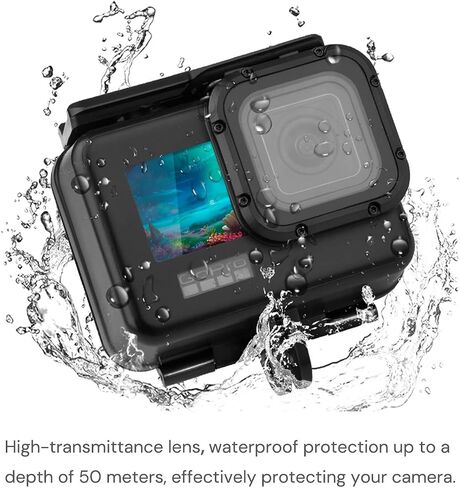 Eyeon Waterproof Case Water Diving Housing Swimming Protective Case Mount for Go Pro Hero Hero 11 Hero 10 Hero 9 Black (Transparent Waterproof Case) in Saudi Arabia