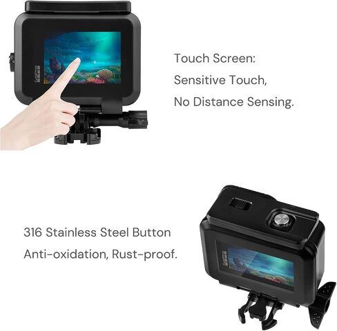 Eyeon Waterproof Case Water Diving Housing Swimming Protective Case Mount for Go Pro Hero Hero 11 Hero 10 Hero 9 Black (Transparent Waterproof Case) in Saudi Arabia