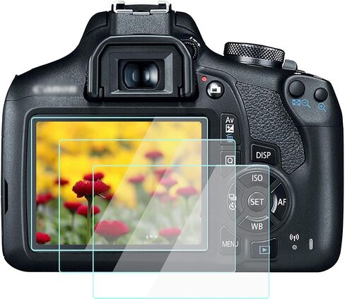 ورق واقي الشاشة الزجاجي WH1916 متوافق مع كاميرا Canon Rebel T7 / EOS 1500D / Kiss X90 زجاج مقسى مضاد للخدش ومضاد للأصابع Canon Rebel t7 1500d x90 DSLR (عبوتان) in Saudi Arabia