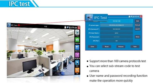 جهاز اختبار كاميرا IP 7in شاشة أمان CCTV شبكة فيديو مراقبة كاميرا اختبار كابل اختبار 100‑240 فولت (قابس الولايات المتحدة) in Saudi Arabia
