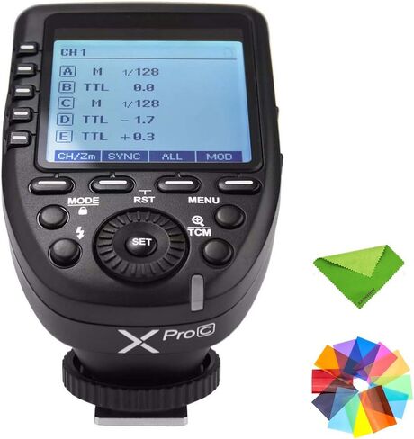 غودوكس مشغل فلاش لاسلكي 1/8000s HSS TTL من اكس برو-سي، 5 ازرار مجموعة مخصصة و11 وظيفة قابلة للتخصيص لكاميرا كانون اي او اس هوت شو فلاش TT350C V350C TT685C V860 V850 AD200 AD400Pro AD600 برو AD600 برو in Saudi Arabia