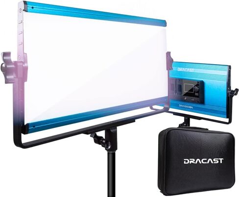 Dracast X Series LED1000 Kit with Injection Molded Travel Case - 3 Pack Includes Panel Lights, Stands, Barndoors | Bluetooth App Control | Bicolor LED Video Light Kit 3200K - 5600K | Dimmable 0-100% in Saudi Arabia