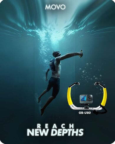 جهاز الغوص تحت الماء Movo GB-U70 لـ GoPro Hero مع حوامل أحذية باردة، حزام معصم - يعمل مع HERO3، HERO4، HERO5، HERO6، HERO7، HERO8، Osmo Action Cam - ملحق مثالي لمعدات الغوص GoPro in Kuwait