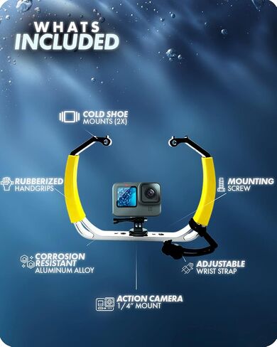 جهاز الغوص تحت الماء Movo GB-U70 لـ GoPro Hero مع حوامل أحذية باردة، حزام معصم - يعمل مع HERO3، HERO4، HERO5، HERO6، HERO7، HERO8، Osmo Action Cam - ملحق مثالي لمعدات الغوص GoPro in Kuwait