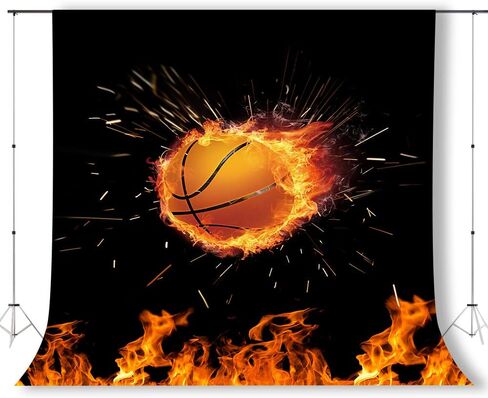 5x3ft Basketball Backdrops Fire Photography Background for Boy's Party Decor Banner Photo Booth Studio Props KUBZT103 in Kuwait