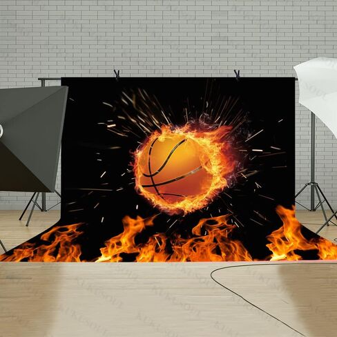 5x3ft Basketball Backdrops Fire Photography Background for Boy's Party Decor Banner Photo Booth Studio Props KUBZT103 in Kuwait