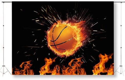 5x3ft Basketball Backdrops Fire Photography Background for Boy's Party Decor Banner Photo Booth Studio Props KUBZT103 in Kuwait