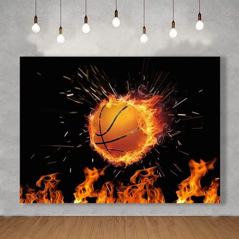5x3ft Basketball Backdrops Fire Photography Background for Boy's Party Decor Banner Photo Booth Studio Props KUBZT103 in Kuwait