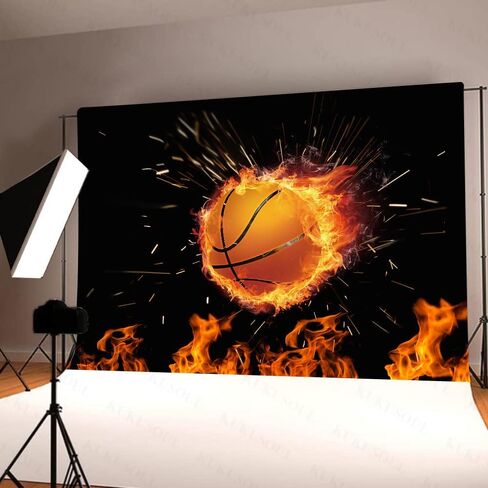 5x3ft Basketball Backdrops Fire Photography Background for Boy's Party Decor Banner Photo Booth Studio Props KUBZT103 in Kuwait