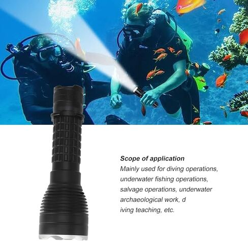 Fafeicy Aluminum Alloy Diving Flashlight Waterproof 3200LM LED Light for Underwater Exploring in Kuwait