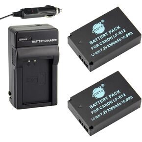 DSTE 2-Pack LP-E12 Battery and Charger for Canon EOS M, EOS M2 | EOS M10, EOS M50, EOS M50 MARK II, EOS M100, EOS M200, Rebel SL1, PowerShot SX70 HS Camera in Saudi Arabia