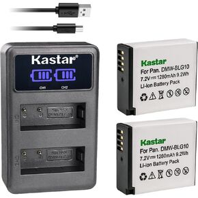 Kastar 1-Pack DMW-BLG10 Battery and LED2 USB Charger Compatible with Panasonic DMW-BLG10, DMW-BLG10E, DMW-BLG10PP, DMW-BLE9, DMW-BLE9E, DMW-BLE9PP Battery, Lumix DC-ZS70, Lumix DC-ZS80 Camera in Kuwait