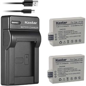 Kastar Battery (X2) & Slim USB Charger for LP-E5 LPE5 and EOS Rebel XS, Rebel T1i, Rebel XSi, 1000D, 500D, 450D, Kiss X3, Kiss X2, Kiss F Digital Camera, BG-E5 Grip in Kuwait