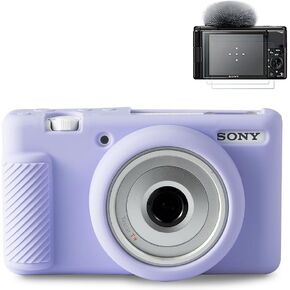 حافظة Pocoukate لكاميرا Sony ZV-1F، ZV-1 II/ZV-1M2 Vlog، غطاء سيليكون لكاميرا ZV1F، مضاد للخدش ناعم مع واقي شاشة ZV1 F - جلد القهوة in Kuwait