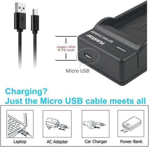 Kastar NP-FW50 Slim USB Battery Charger Replacement for Sony ILCE-QX1 ILCE-QX1L NEX-3 NEX-3N NEX-5 NEX-5N NEX-5R NEX-5T NEX-6 NEX-7 NEX-C3 NEX-C5 NEX-F3 Camera in Saudi Arabia