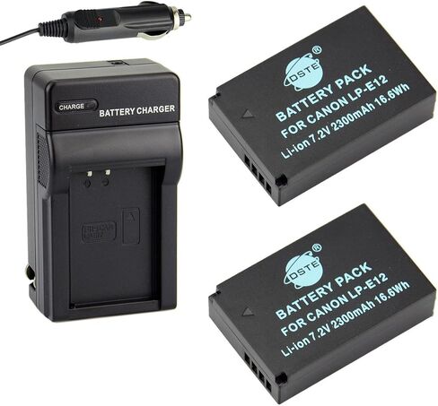 DSTE Replacement for 2X LP-E12 Battery + DC136 Travel and Car Charger Adapter Compatible Canon EOS M EOS M10 M50 EOS Rebel SL1 EOS 100D PowerShot SX70 EOS M100 EOS M200 EOS M200 Specs Digital Camera in Saudi Arabia